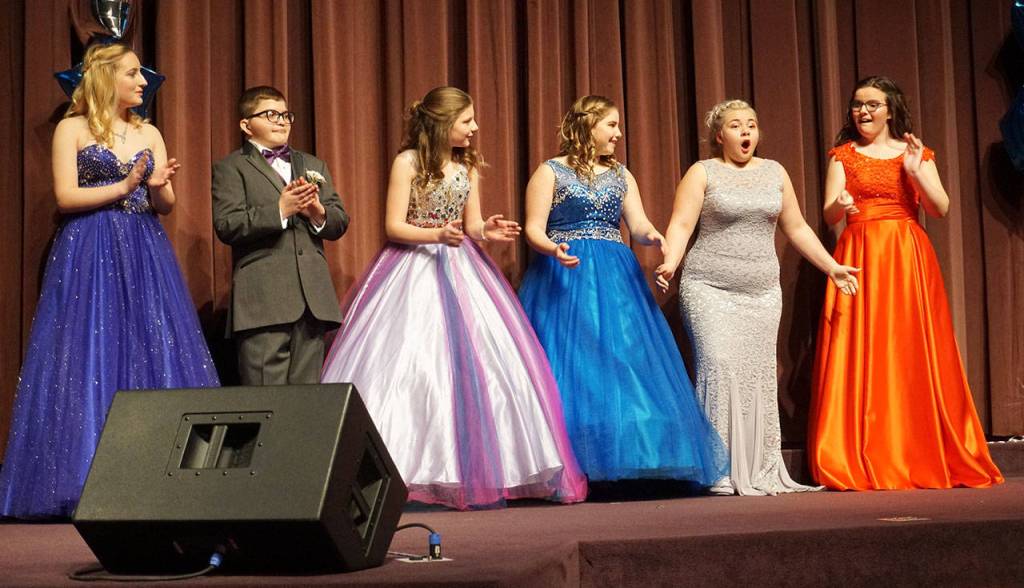 Neveah Wingate registers shock (second from right) at being named Junior Princess for 2019. (Bob Smith | Kitsap Daily News)