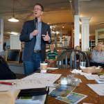 U.S. Rep. Derek Kilmer, D-Gig Harbor, speaks at a meeting of Port Orchard Bay Street Association members March 21 at Pinch Cafe inside Josephines Mercantile. (Bob Smith | Kitsap Daily News)