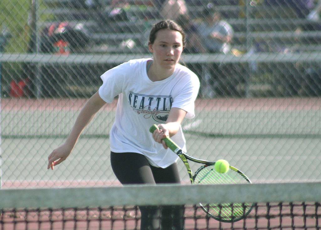 <em>Sophomore Riley Rabedeaux is one of North Kitsaps singles players this season.</em>                                Mark Krulish/Kitsap News Group