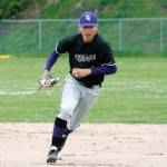 Dalton Brockett breaks for first base to make an out. (Mark Krulish/Kitsap News Group)