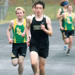 Max Metters of North Kitsap leads the pack in the 1600-meter run. (Mark Krulish/Kitsap News Group)