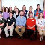 Back row: Serene Williams, Lucy Dafoe, Mayor Becky Erickson, Dave Walker, Ashley Crandell, Jennifer Orr, Cathy Zubrod, Heather Lee, Christine Franzten, Katelyn Becker, Liz Ande, Terri Atkinson, Rebecca Arthur, Penny Gienger, Representative Derek Kilmer, Karen Horan, Desiree Hall; Front row: Alexis Brown, Amy Lee-Despard, Tony Sharpe, Mike Hickam, Terri Marshall, Anna Johnston, and Olivia Holden. Photo courtesy Delta Kappa Gamma International Society for Key Women Educators