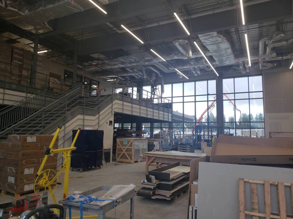 Ongoing construction occurs where the CKHS commons will be located. Tyler Shuey / Kitsap News Group