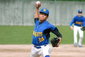 Hector Infante threw 6 2/3 shutout innings in his final start for Bremerton. (Mark Krulish/Kitsap News Group)