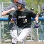 Tucker Gowin celebrates his three-run homer against Franklin Pierce. (Mark Krulish/Kitsap News Group)