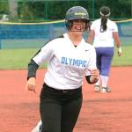 Olympics Sadie Chipley circles the bases after hitting one of her two home runs against North Kitsap in the district tournament third place game. (Mark Krulish/Kitsap News Group)