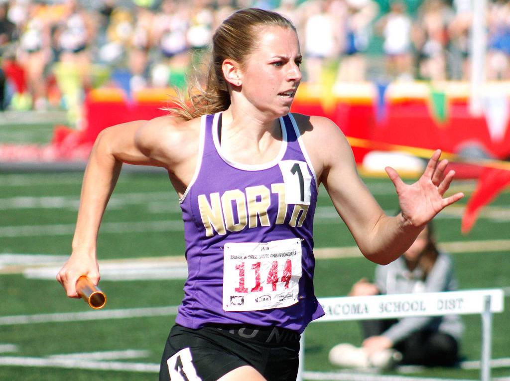 North Kitsaps Alyssa Cullen anchored her teams record-setting 4x200 relay performance. (Mark Krulish/Kitsap News Group)