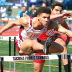 South Kitsaps Deyondre Davis had the top time in preliminary run of the 110-meter hurdles. (Mark Krulish/Kitsap News Group)