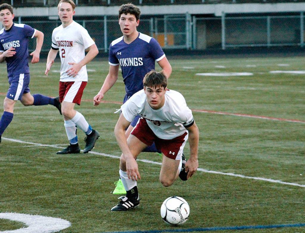 Kingston senior David Andersen was a two-way threat for the Bucs and was selected to the Olympic League first team. (Mark Krulish/Kitsap News Group)