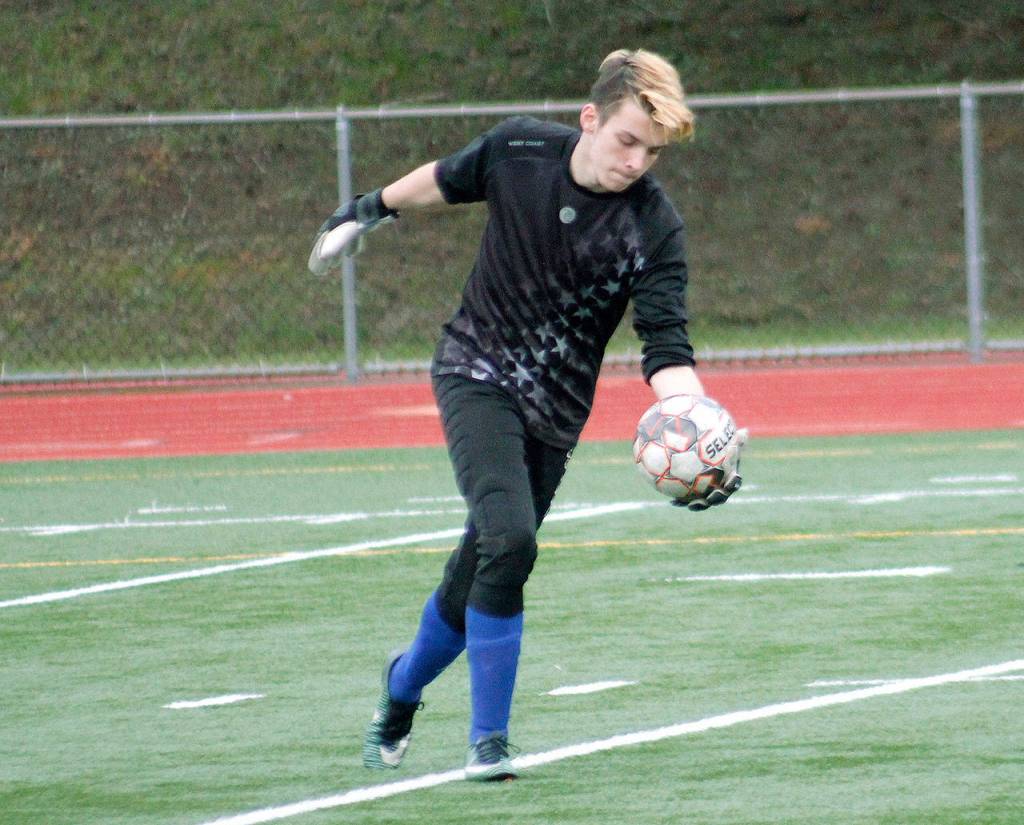 Cadyn Kinsfather anchored the Olympic boys soccer team this season and was named the leagues top keeper. (Mark Krulish/Kitsap News Group)