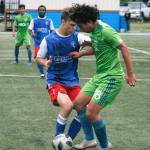 Mitchell Balmer battles for a loose ball against the Seattle Sounders U23 reserves on Tuesday at Gordon Field. (Mark Krulish/Kitsap News Group)