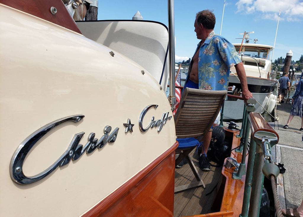 Chris Craft wooden boats gather at Port Orchard Marina
