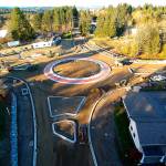 In an aerial photo taken in November 2018, the Tremont street-widening projects Pottery Avenue roundabout nears the stage where it could accept the first layer of asphalt. (Robert Zollna | Kitsap Daily News 2018)