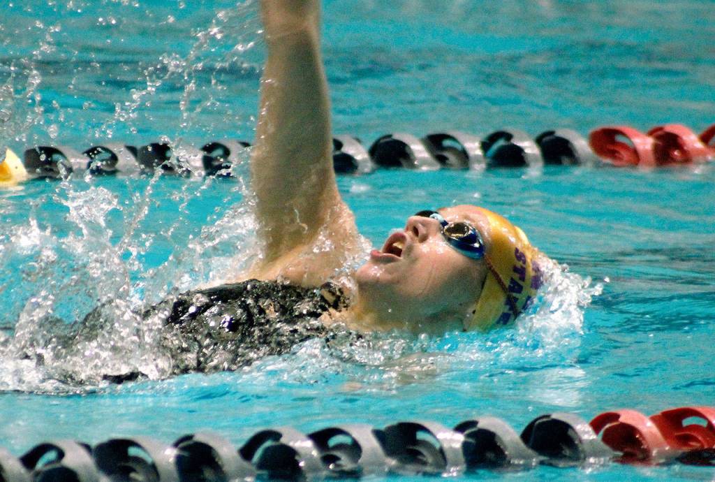 <em>North Kitsap graduate Isabel Hendryx swam the 100 and 200-meter backstroke events at the PNS Long Course championships. </em>Mark Krulish/Kitsap News Group<em></em>