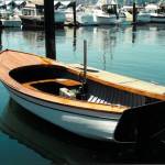 <em>A Poulsbo Boat moored to the dock and on display for a Poulsbo Boat Rendezvous in 1991. </em>Photo courtesy David Shields