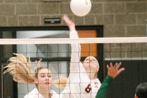 Riley Knapp led Central Kitsap with 12 kills in a home-opener win over Timberline. (Mark Krulish/Kitsap News Group)