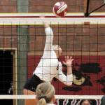 Sophomore Ashlyn Potz recorded four kills, eight digs and 11 assists against Olympic on Tuesday. (Mark Krulish/Kitsap News Group)