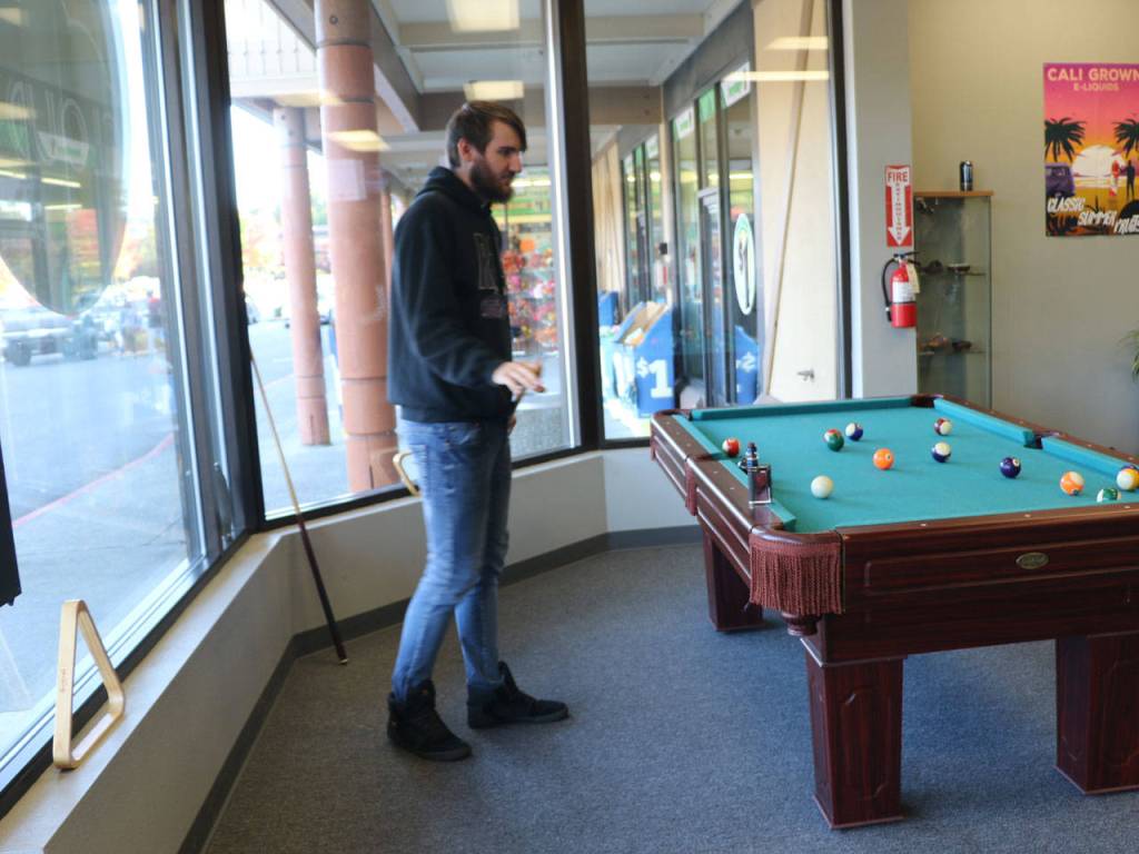 Quinn Richards and his friend Jacob Ragsdale (not pictured) own Partly Cloudy Vapor and are working on a way to stay afloat until the ban is lifted in February.