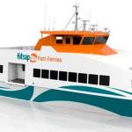 A fast ferries vessel such as one that is illustrated above will serve commuters when sailings begin from the Southworth ferry dock to the downtown Seattle waterfront. (Kitsap Transit illustration)