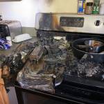 Fire damage due to the stove being left on accidentally. (photo courtesy of NKF&R)
