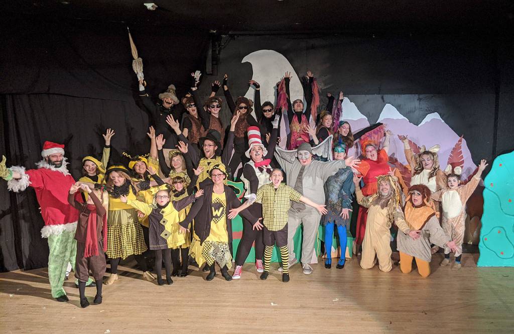 The entire cast of Seussical the Musical rehearses before the start of the productions first performance on Nov. 22 at Western Washington Center for the Arts in Port Orchard. The shows run ends Dec. 22. (Photo by Rebecca Ewen)