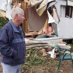Skip Olmsted is stunned by the damage created by the tornado that hit his East Port Orchard subdivision, destroying his manufactured home last December. (Robert Zollna | Kitsap Daily News 2018)