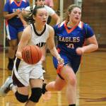 South Kitsaps Alycia Loudermilk starts the fastbreak against Graham-Kapowsin. (Mark Krulish | Kitsap News Group)                                Kiki Prudhomme gets up and over the Graham-Kapowsin defense for a layup. (Mark Krulish | Kitsap News Group)