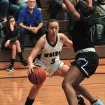 South Kitsaps Natalie Millet looks to dribble past Kiara Maxwell of Curtis. (Mark Krulish/Kitsap News Group)