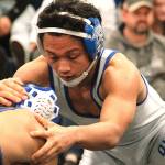 Olympic senior Anjelo Pangelinan won the 113 finals at the KingCo/Olympic 2A subregional on Saturday. (Mark Krulish/Kitsap News Group)