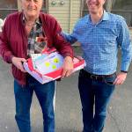 U.S. Rep. Derek Kilmer delivers Valentines Day cards to a veteran at VFW Post 2669 in Port Orchard on Friday. (Rep. Kilmers office photo)