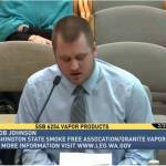 Jacob Johnson owner of Granite Vapor in Silverdale testifies in front of the Washington Senate Ways & Means Committee against SB6254. (WA Legislature)