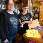 Home Made Cafe owner Suanne Martin Smith (left) and restaurant manager Jeri Garcia prepare to begin offering takeout orders for Port Orchard customers. (Bob Smith | Kitsap Daily News)