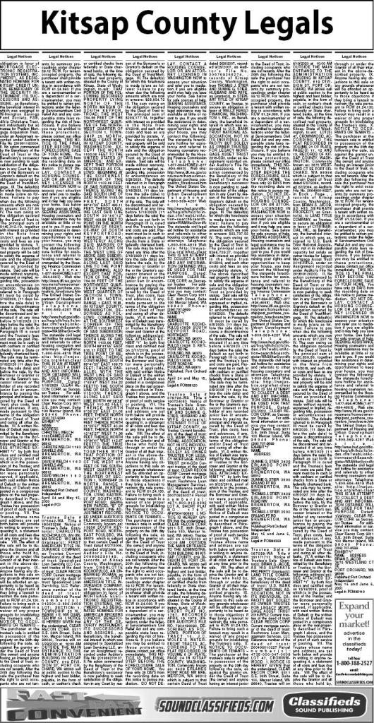 Kitsap County legal notices | May 15, 2020