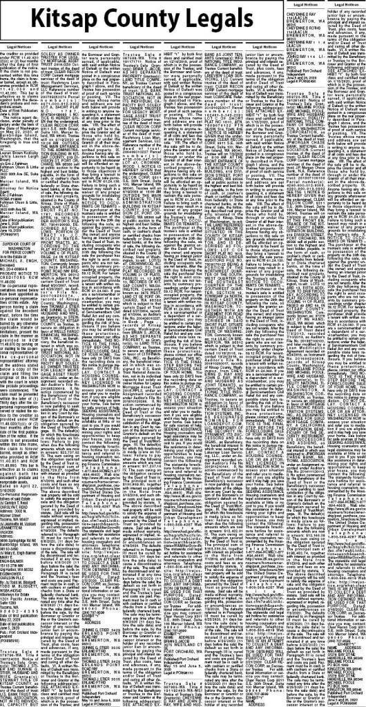 Kitsap County legal notices | June 5, 2020