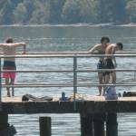 Locals head outdoors as temperatures climb