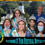 Fathoms O Fun Royalty Court members gather in the photo booth for a photo with a generous benefactor, Mr. Durham, in front of That One Place restaurant last week in Port Orchard. (Courtesy photo)