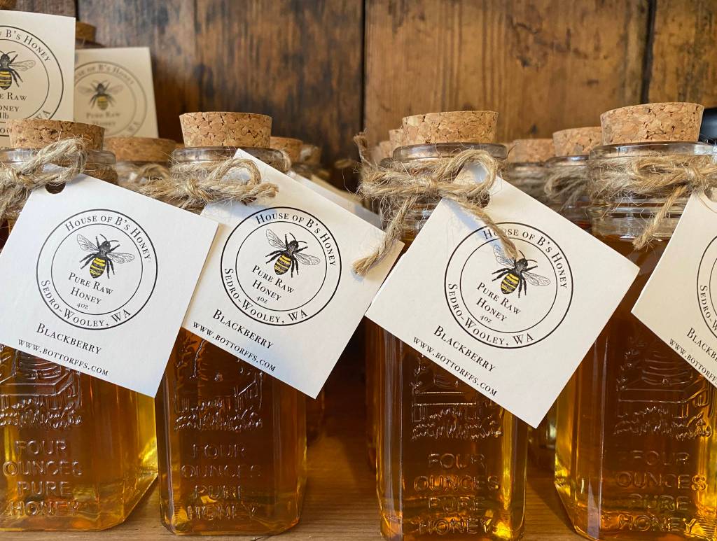 Honey from Sedro-Woolley is a popular item at Sugar Flower Market on Front Street in Poulsbo. Prices range from $10.95 to $19.95. Mark Krulish/North Kitsap Herald