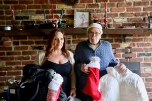 <em>Danielle Brown and Pat show some of the items already donated.</em>			 Ken Park/North Kitsap Herald