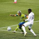 Sounders forward Raul Ruidiaz had the match-tying goal in the 89th minute. (Mike Fiechtner/Sounders FC Communications)