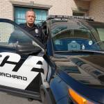 Port Orchard Police Department Officer Erik Wofford prepares to start his patrol duties. (Bob Smith | Independent file photo)