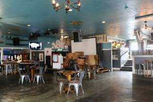 Poulsbos Slippery Pig is open but like many of the restaurants and pubs in Poulsbo does not open until late afternoon, though that may change as restrictions loosen over the coming months. (Ken Park/Kitsap Daily News photos)