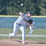 JR Ritchie threw five shutout innings for Bainbridge and also had two singles and a walk in four plate appearances against North Kitsap on Wednesday. (Mark Krulish/Kitsap News Group)