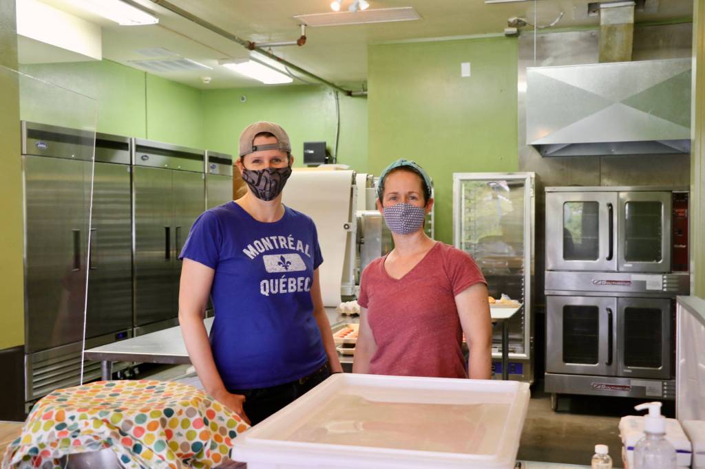 On the left is Sara Clowery and on the right is Wendi Olinger, co-owners of Big Leaf Maple Bakery. (KPark/NKH).