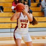 Jayla Moon converts on a wide-open basket in the second quarter of Kingstons 63-36 win over East Jefferson. (Mark Krulish/Kitsap News Group)