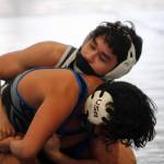 Mitchell Neiner won all of his matches via technical fall in the 2021 SPSL wrestling tournament. (Mark Krulish/Kitsap News Group)