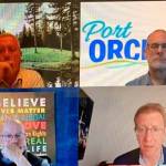 U.S. Rep. Derek Kilmer (lower right) spoke with members of the Port Orchard City Council about the impacts the coronavirus pandemic has inflicted on residents and businesses in the 6th Congressional District. (Port Orchard City Council online meeting image)