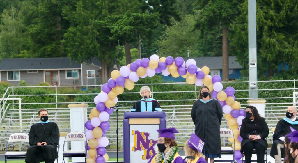 Superintendent Laurynn Evans conferred on the Class of 2021 as official high school graduates. (KPark/NKH)