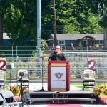 KHS athletic director Ed Call welcomes the crowd and goes over COVID-safe protocols.(KPark/NKH).