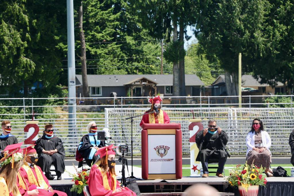 KHS salutatorian Emily Ramirez took the stage for her final speech as a Buccaneer. (KPark/NKH).