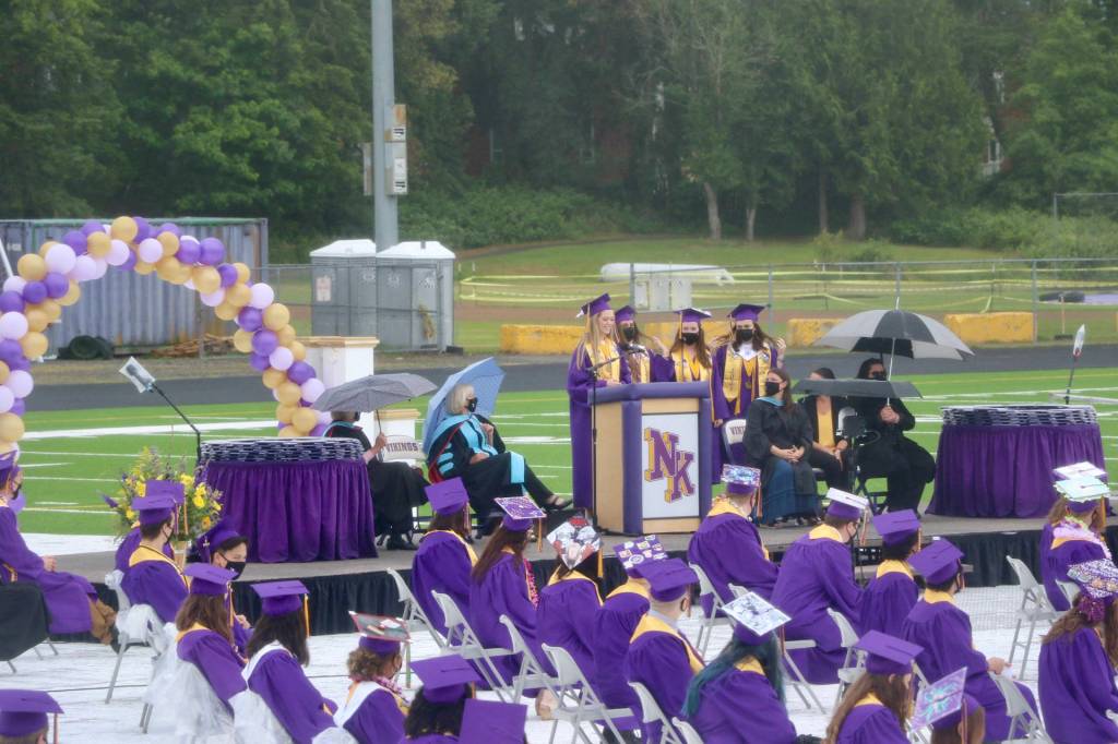 Mave Bottoms, Emily Grant, Katie Stuart, Megan Turner and Grace Zinkhon were the valedictorians and Keelyn Taylor the salutatorian. (KPark/NKH).